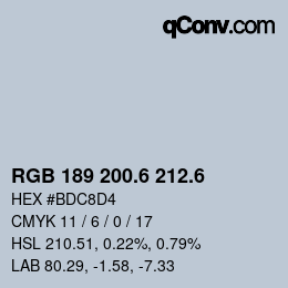 カラーコード: RGB 189 200.6 212.6 | qconv.com