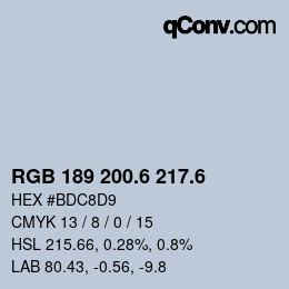 カラーコード: RGB 189 200.6 217.6 | qconv.com