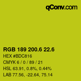 カラーコード: RGB 189 200.6 22.6 | qconv.com