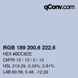 カラーコード: RGB 189 200.6 222.6 | qconv.com