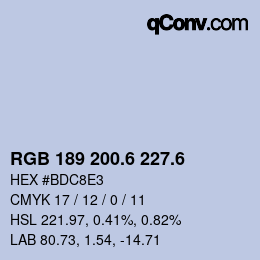 カラーコード: RGB 189 200.6 227.6 | qconv.com