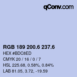 カラーコード: RGB 189 200.6 237.6 | qconv.com