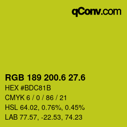 カラーコード: RGB 189 200.6 27.6 | qconv.com