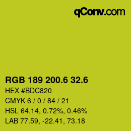 カラーコード: RGB 189 200.6 32.6 | qconv.com