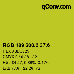 カラーコード: RGB 189 200.6 37.6 | qconv.com