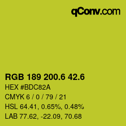 カラーコード: RGB 189 200.6 42.6 | qconv.com