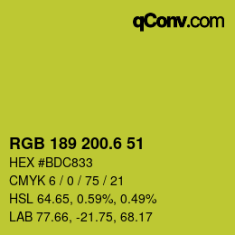 カラーコード: RGB 189 200.6 51 | qconv.com