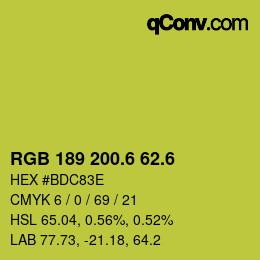 カラーコード: RGB 189 200.6 62.6 | qconv.com