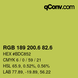 カラーコード: RGB 189 200.6 82.6 | qconv.com