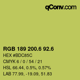 カラーコード: RGB 189 200.6 92.6 | qconv.com