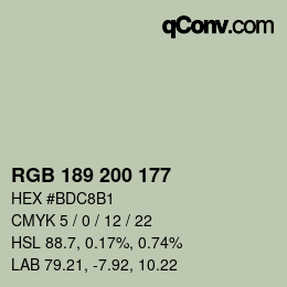 Color code: RGB 189 200 177 | qconv.com