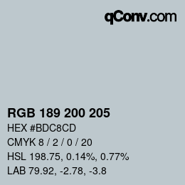 Farbcode: RGB 189 200 205 | qconv.com