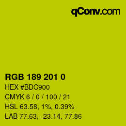 Color code: RGB 189 201 0 | qconv.com