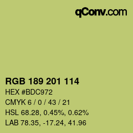 Color code: RGB 189 201 114 | qconv.com