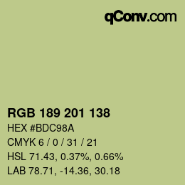 Color code: RGB 189 201 138 | qconv.com