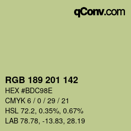 Color code: RGB 189 201 142 | qconv.com