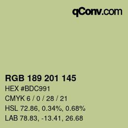 Color code: RGB 189 201 145 | qconv.com