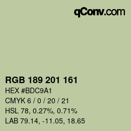 Color code: RGB 189 201 161 | qconv.com