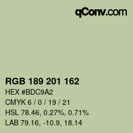 カラーコード: RGB 189 201 162 | qconv.com