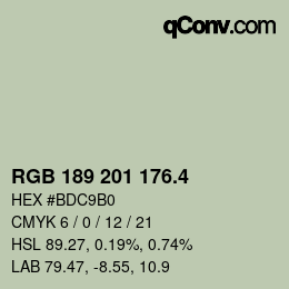 カラーコード: RGB 189 201 176.4 | qconv.com
