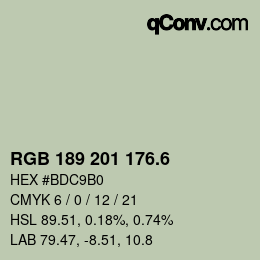 カラーコード: RGB 189 201 176.6 | qconv.com