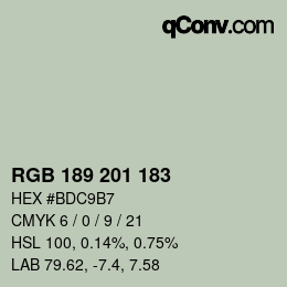 Color code: RGB 189 201 183 | qconv.com