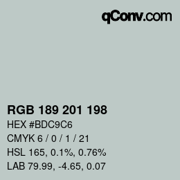 カラーコード: RGB 189 201 198 | qconv.com