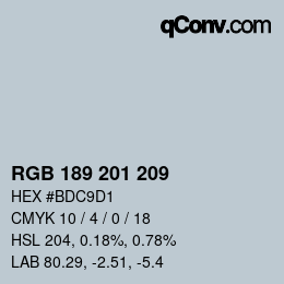 カラーコード: RGB 189 201 209 | qconv.com