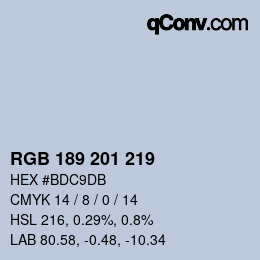Color code: RGB 189 201 219 | qconv.com