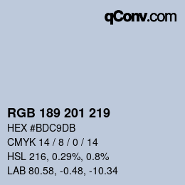 Color code: RGB 189 201 219 | qconv.com