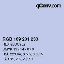 カラーコード: RGB 189 201 233 | qconv.com