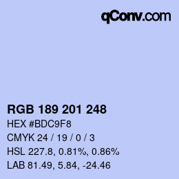 Color code: RGB 189 201 248 | qconv.com