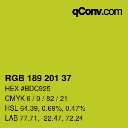 カラーコード: RGB 189 201 37 | qconv.com