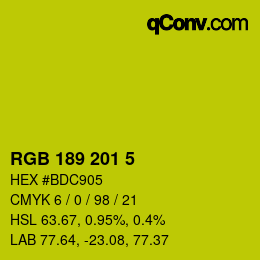 Color code: RGB 189 201 5 | qconv.com