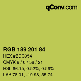 カラーコード: RGB 189 201 84 | qconv.com