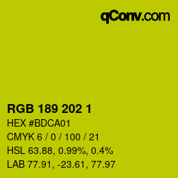 カラーコード: RGB 189 202 1 | qconv.com