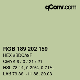 カラーコード: RGB 189 202 159 | qconv.com