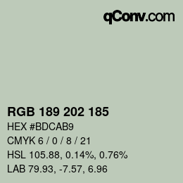 Code couleur: RGB 189 202 185 | qconv.com