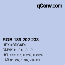 カラーコード: RGB 189 202 233 | qconv.com