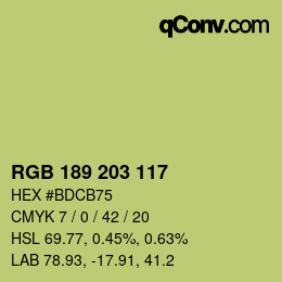 カラーコード: RGB 189 203 117 | qconv.com
