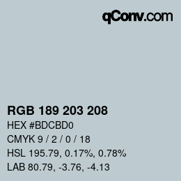 Código de color: RGB 189 203 208 | qconv.com