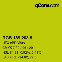 カラーコード: RGB 189 203 8 | qconv.com