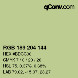 颜色代码: RGB 189 204 144 | qconv.com
