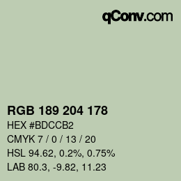 颜色代码: RGB 189 204 178 | qconv.com