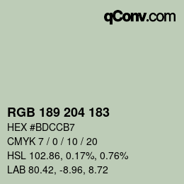 カラーコード: RGB 189 204 183 | qconv.com