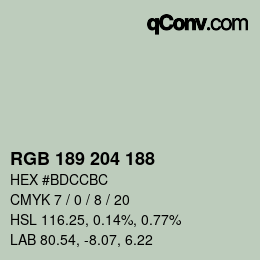 Código de color: RGB 189 204 188 | qconv.com