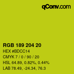 Color code: RGB 189 204 20 | qconv.com
