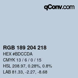 カラーコード: RGB 189 204 218 | qconv.com