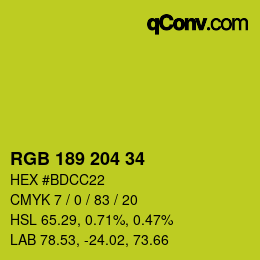 Color code: RGB 189 204 34 | qconv.com