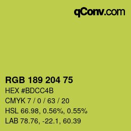 Color code: RGB 189 204 75 | qconv.com